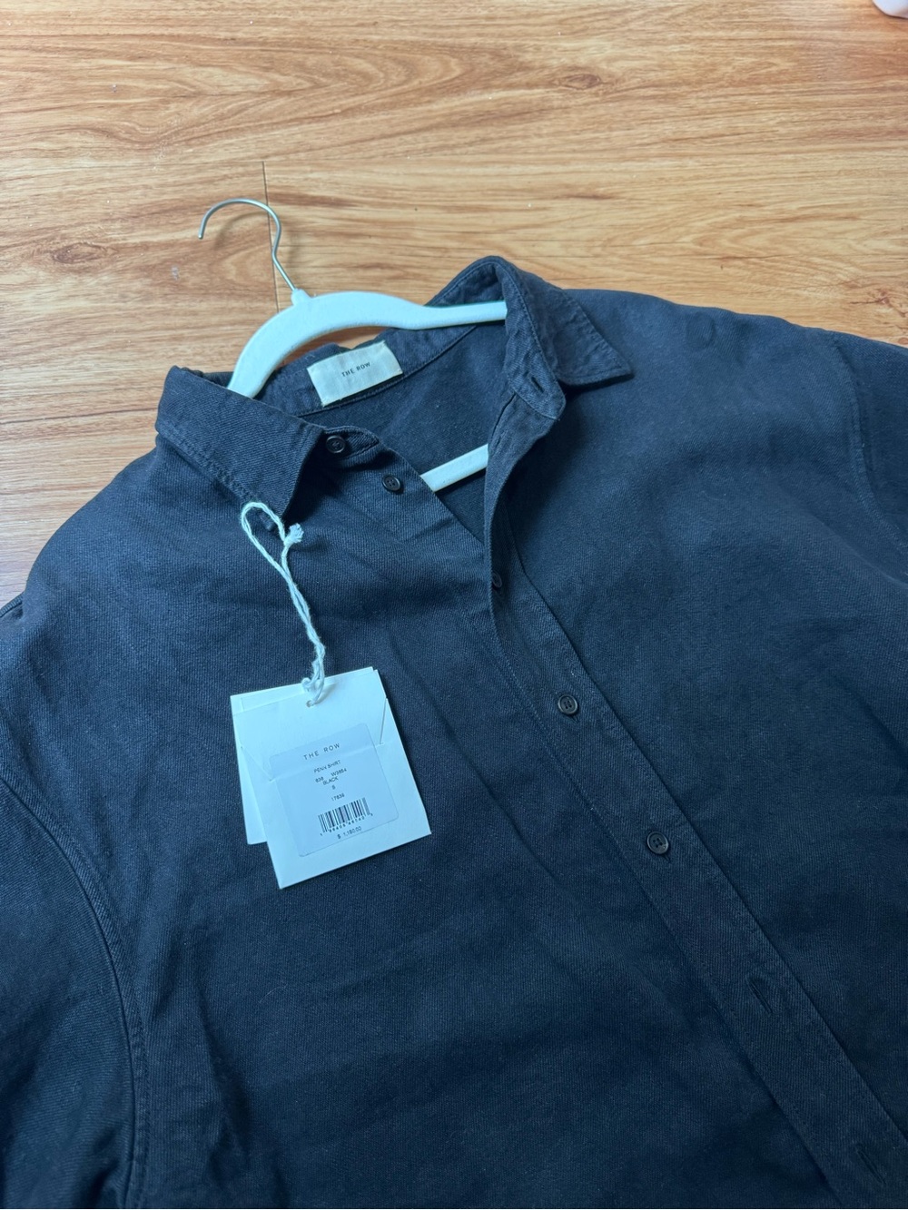 The Row Penn Shirt Men's Black Linen Button-Down Shirt Authentic - Picture 2 of 10